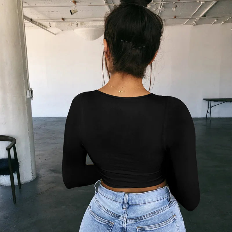 Mo's Sexy Long Sleeve Crop Top