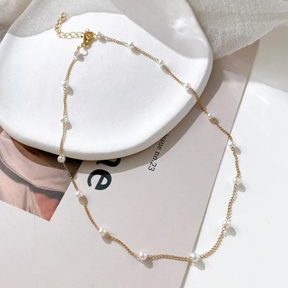 Mo's Gold Pearl Necklace