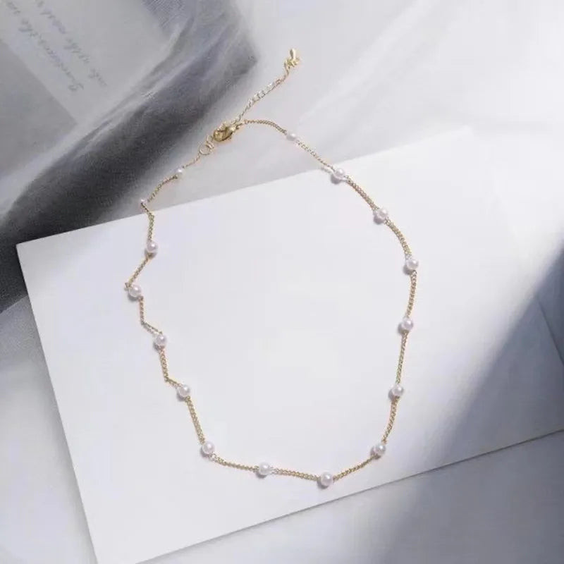 Mo's Gold Pearl Necklace